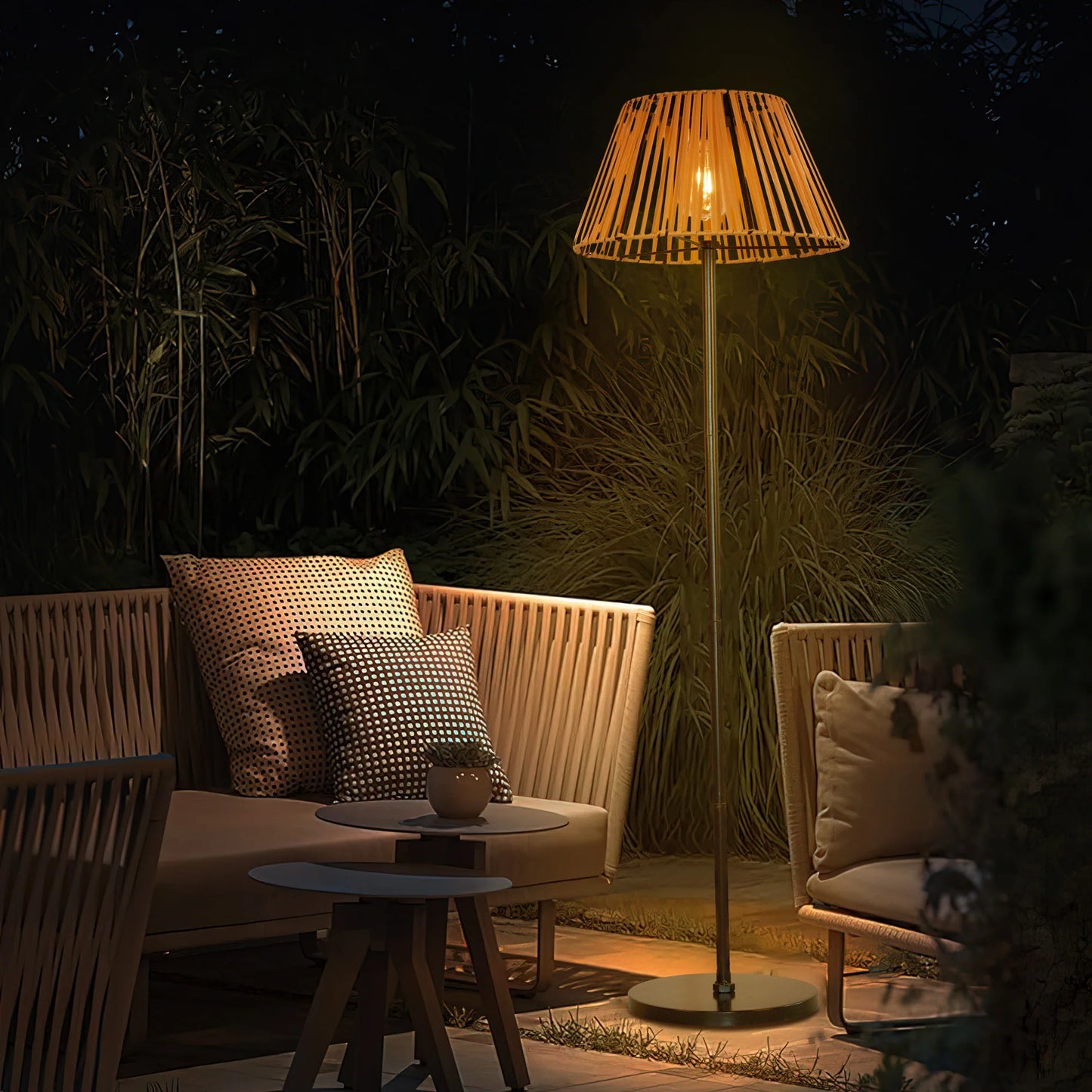 Rustic Radiance Solar Rattan Lamp - Warm Glow for Patio & Garden