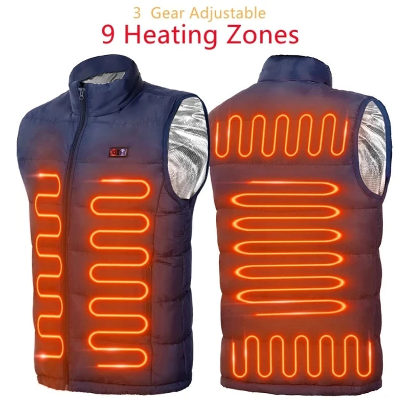 9-Zone USB Heated Vest - Adjustable Heat Zones & Lightweight