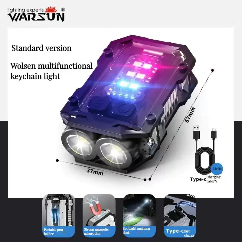 Ultra-Bright Mini LED Flashlight w/Clip - 8-Mode, Magnetic, Rechargeable