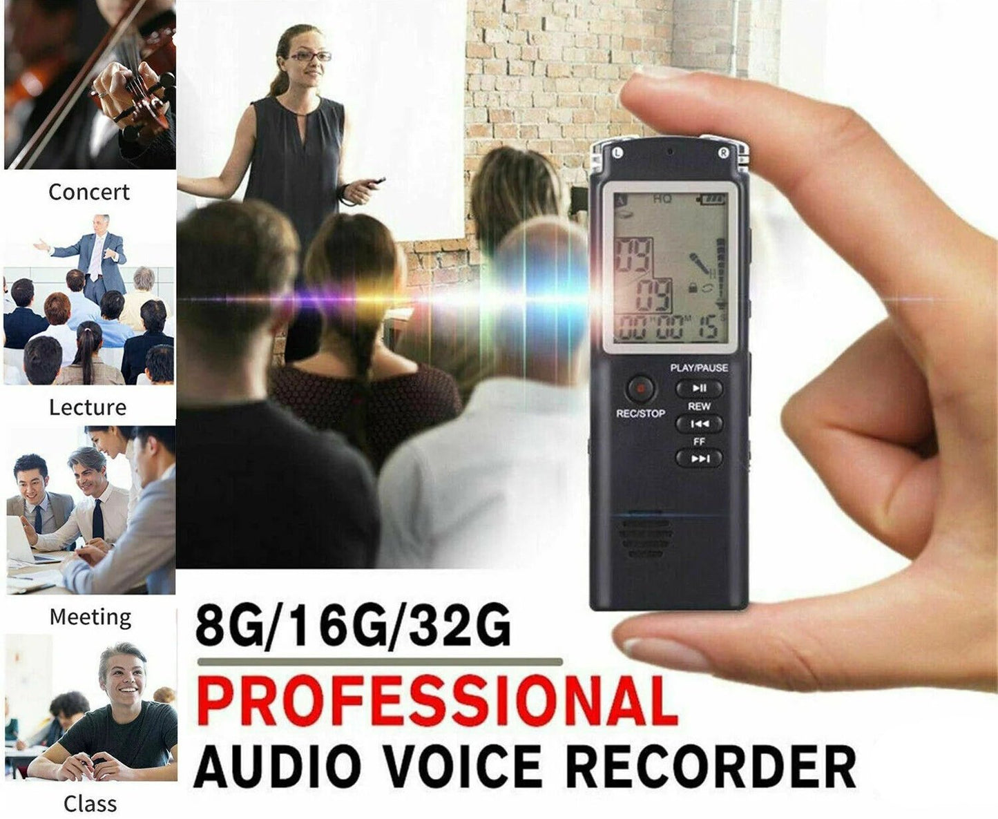 Voice Activated Digital Recorder & MP3 Player - HD Audio Capture