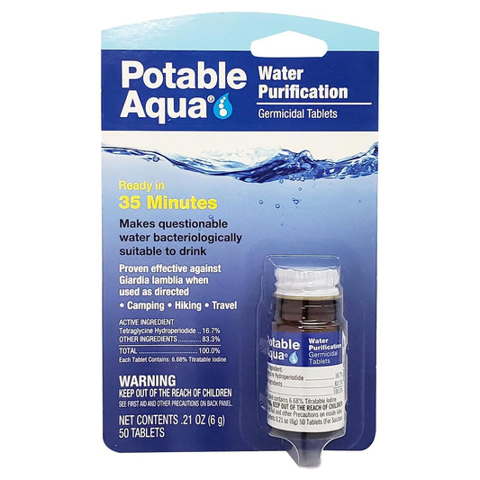 Potable Aqua Water Purification Tablets - 50 Count: Essential for Hiking & Emergency Kits