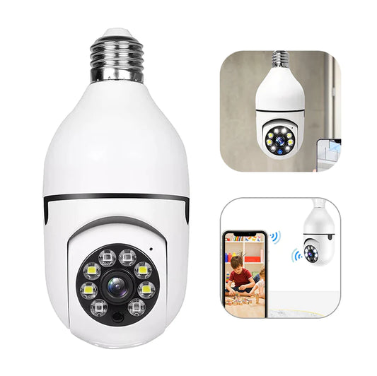 360° Smart Light Bulb Security Camera - 1080P, Wireless, IR Night Vision