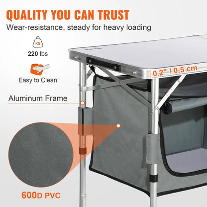 CampMaster Quick Setup Folding Table - Adjustable Heights, Space Saver