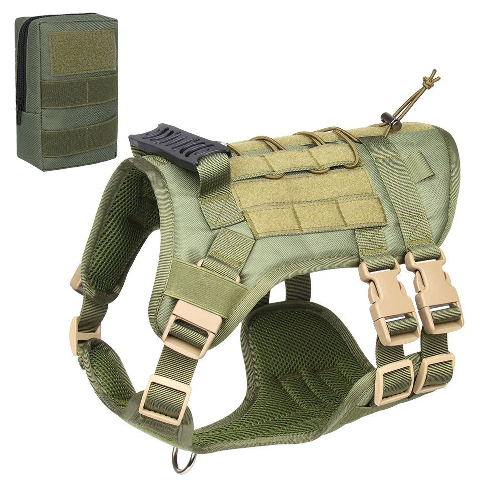 Tactical & Durable MOLLE Dog Harness w/6 Metal Buckles