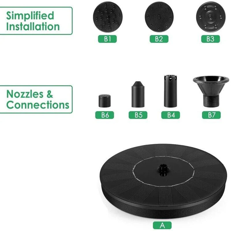 SunGlow Solar Bird Bath Fountain - 4 Dynamic Spray Options