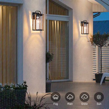 RusticWood Outdoor Porch Lights - Weatherproof Aluminum Alloy