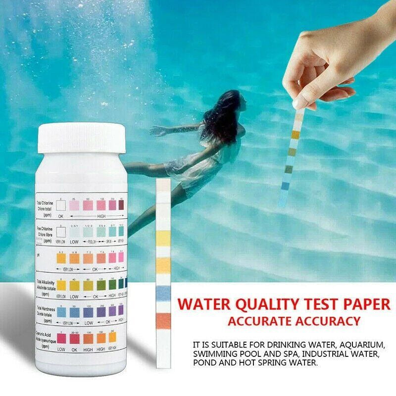 AquaGuard 6-in-1 Pool & Spa Test Strips - Fast Chlorine & pH Testing