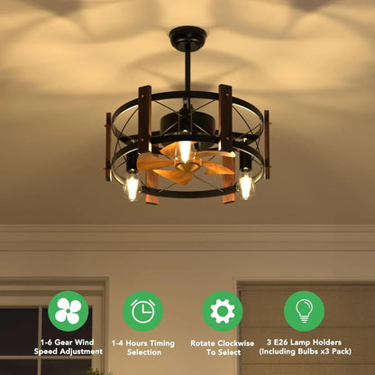 Rustic Retreat Farmhouse Style Ceiling Fan - 6-Speed, LED Light, Remote Control