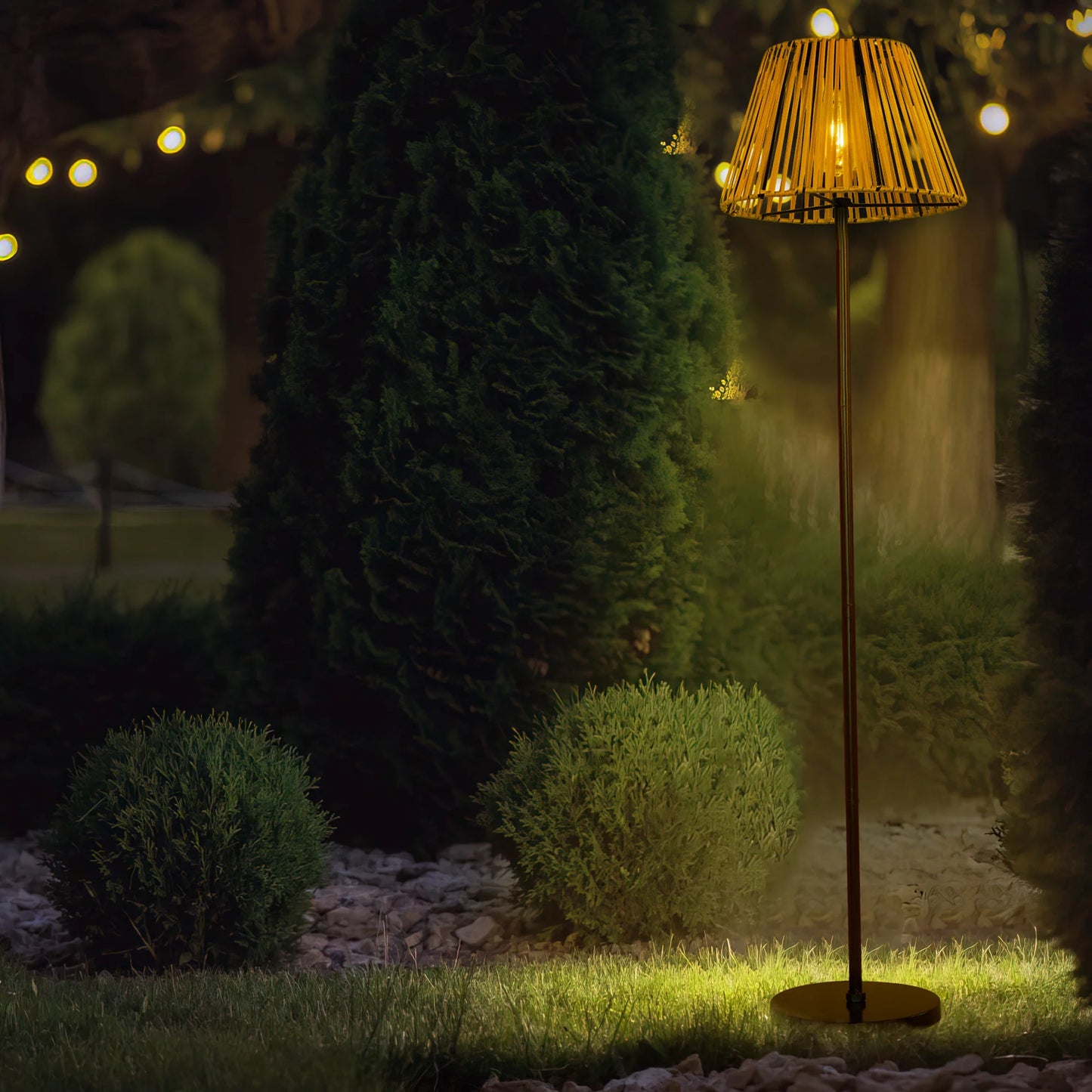 Rustic Radiance Solar Rattan Lamp - Warm Glow for Patio & Garden