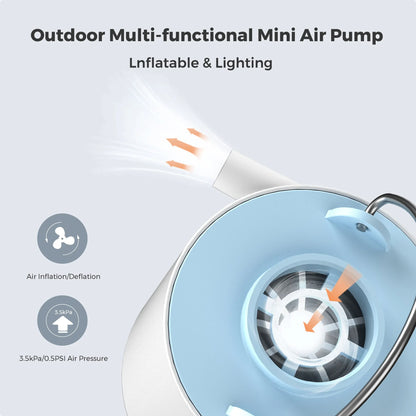 Ultra-Compact Air Pump & Camping Light, USB Rechargeable