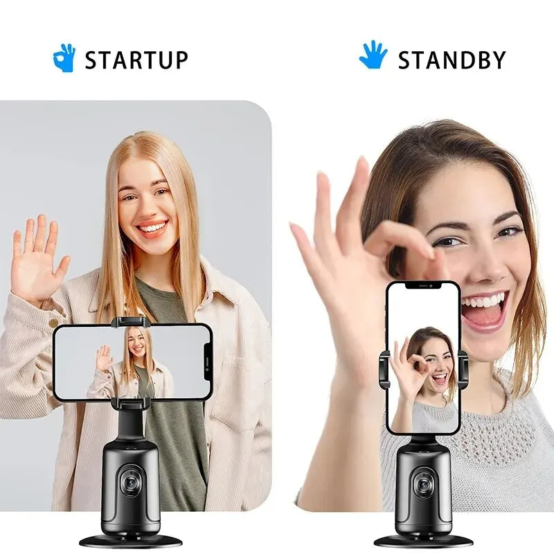 AI Face Tracking Phone Holder with 360° Rotation - 360 degree AI face tracking rotating cell phone stand Readi Gear