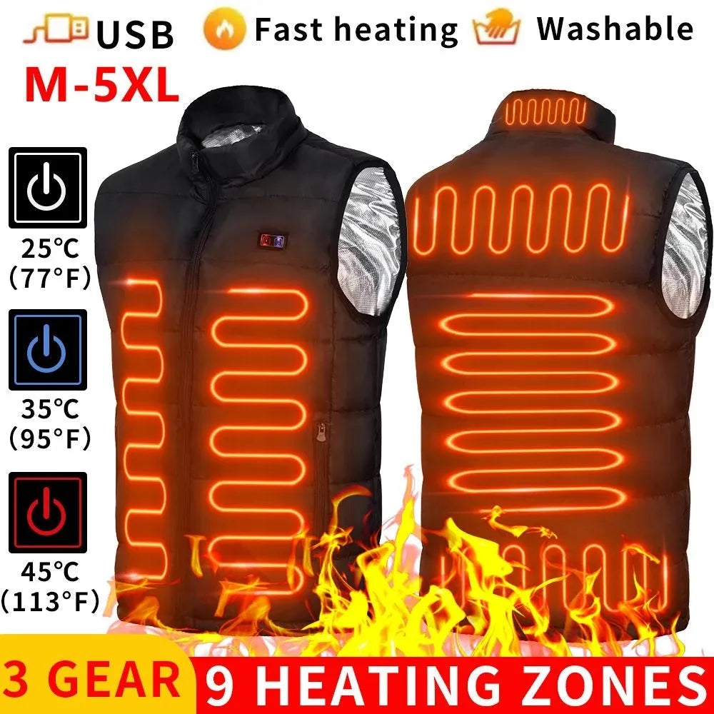 9-Zone USB Heated Vest - Adjustable Heat Zones & Lightweight