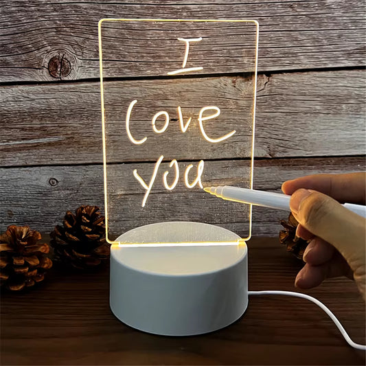 GlowWrite LED Night Light & Erasable Message Board - USB Powered