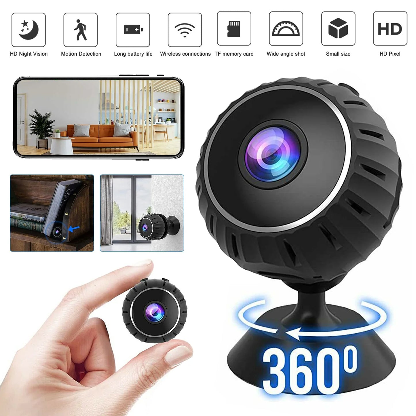 StealthView 360° Mini HD Wifi Wireless Nanny Spy Camera