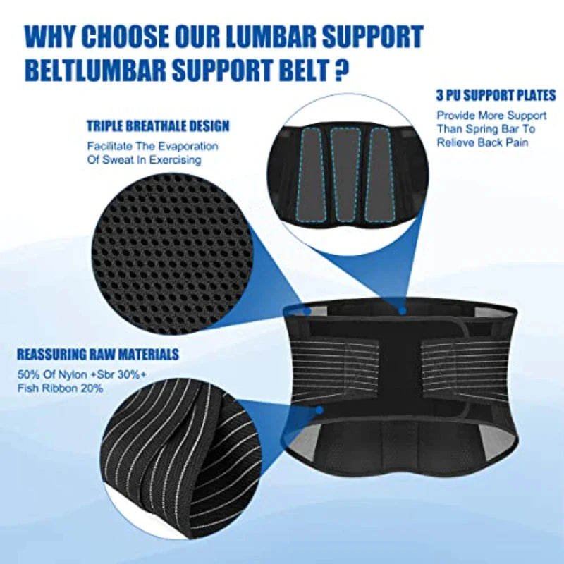 Lower Back Support Brace Lumbar Waist Belt Double Pull Breathable Belt Men Women