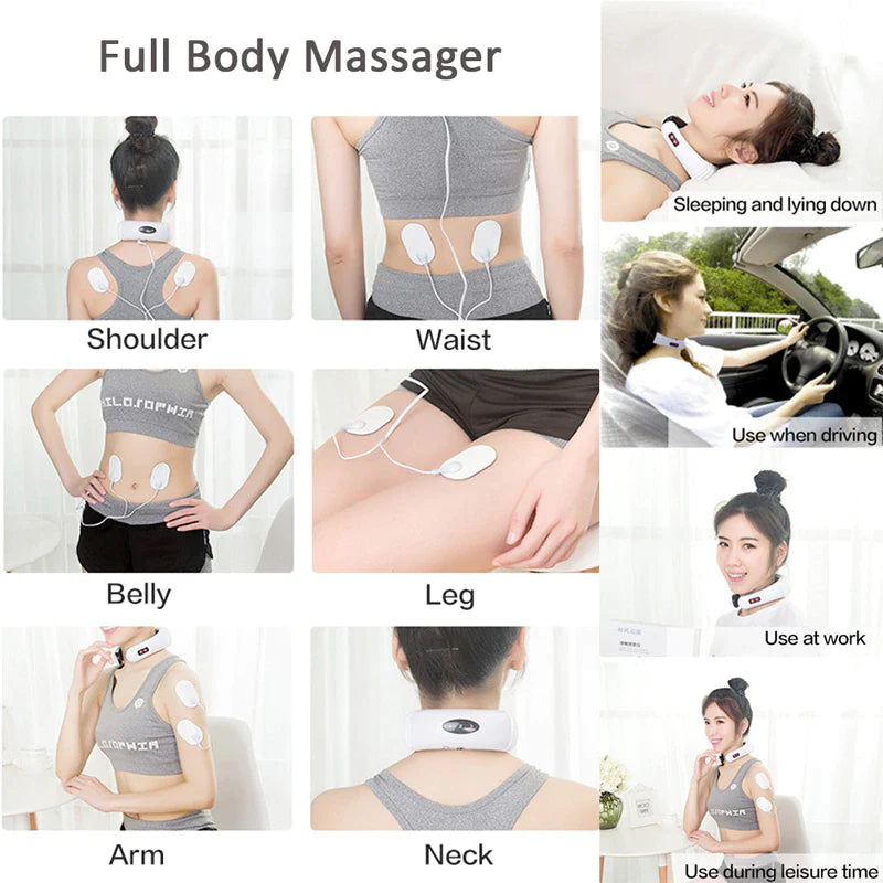 Electric Pulse Neck Massager for Pain Relief - 8 Modes & Magnetic Therapy