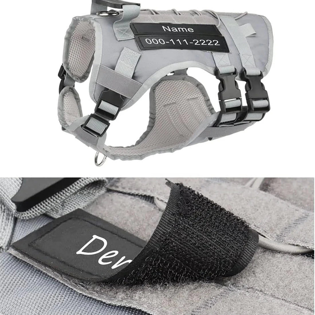 Tactical & Durable MOLLE Dog Harness w/6 Metal Buckles