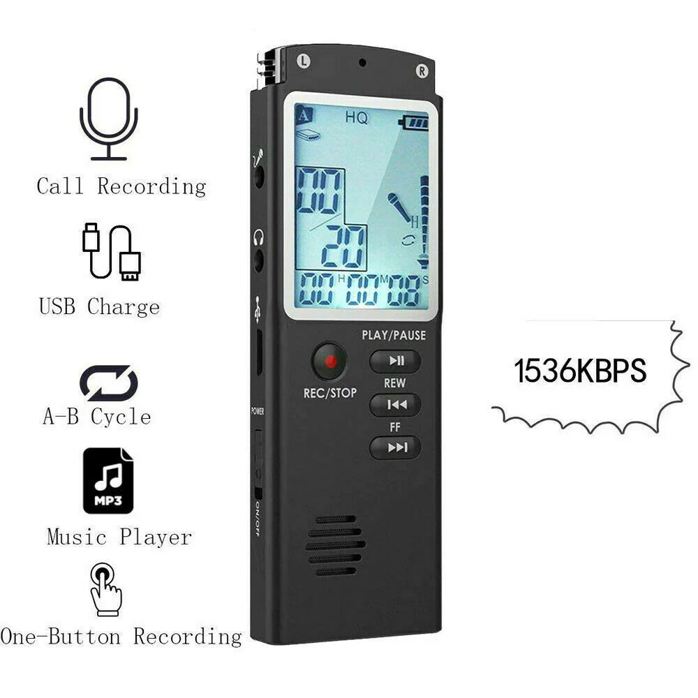 Voice Activated Digital Recorder & MP3 Player - HD Audio Capture