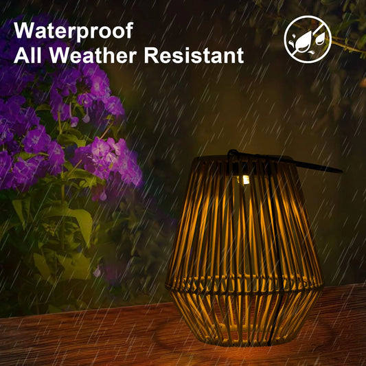 SolarNest Rattan Lantern: Solar-Powered Ambiance for Patios & Walkways