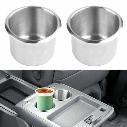 Universal Stainless Steel Cup Holder - Car, Boat, RV, Truck, Marine (2 Pack)