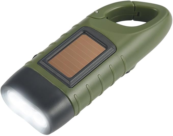 SolarCrank Survival Flashlights - Rechargeable LED Emergency Light w/ Carabiner