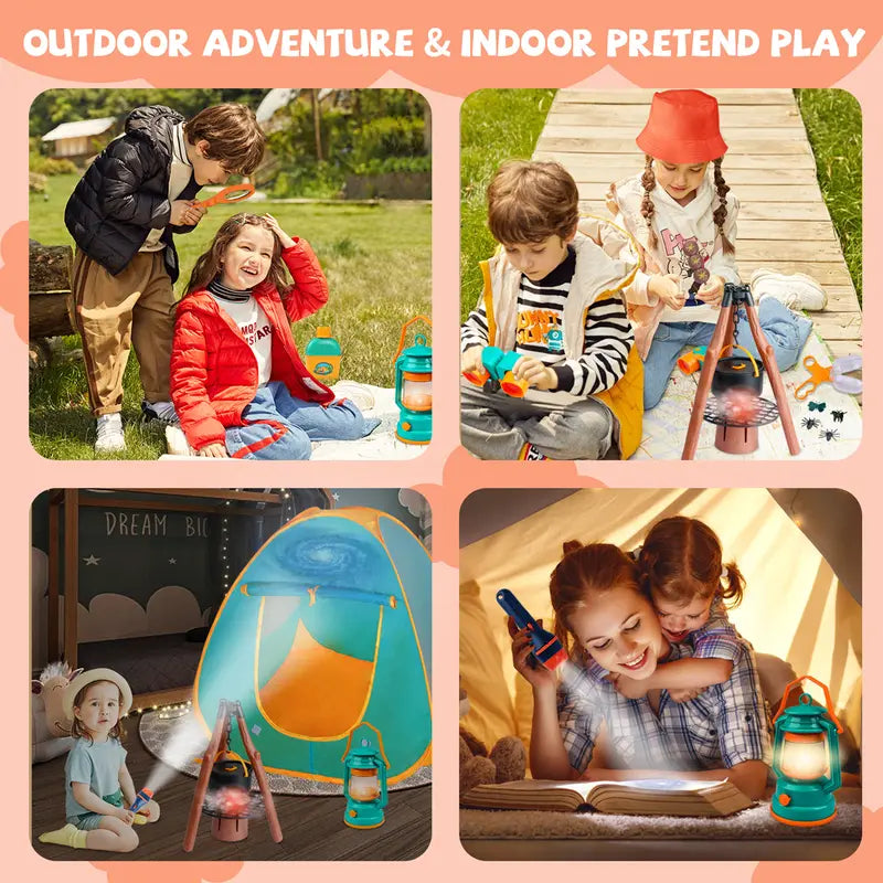 Adventure Explorer Kids 50 Piece Camping Set with Pop-Up Tent & Starry Sky Projector Flashlight
