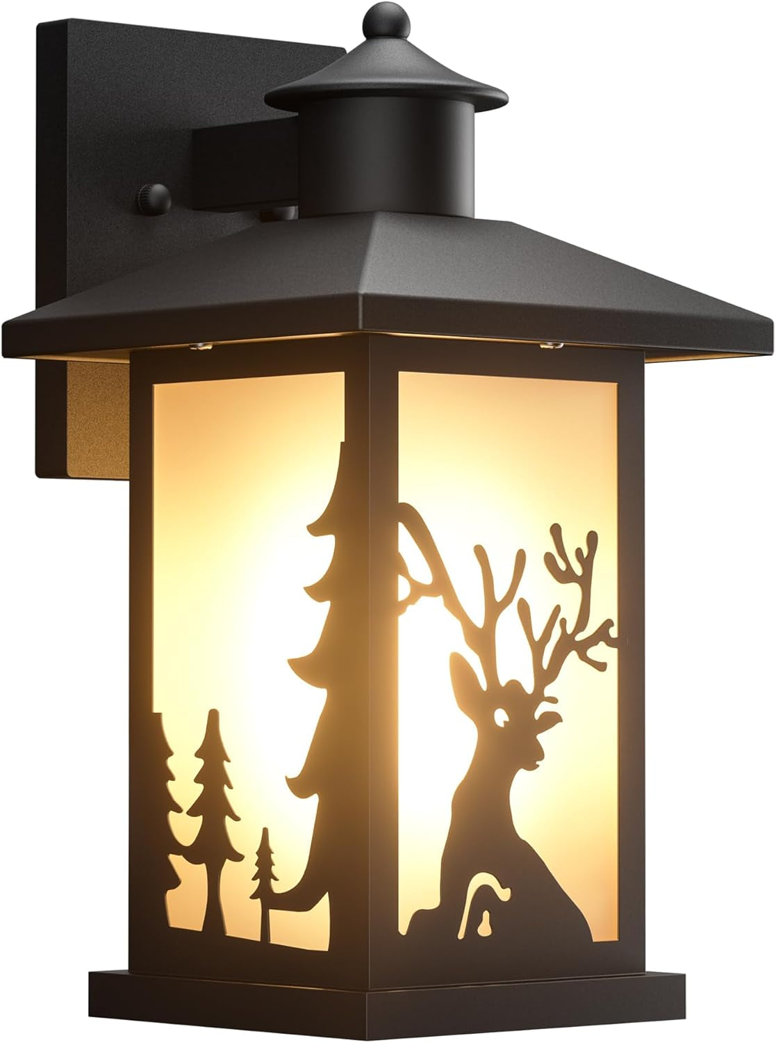 WildLodge Outdoor Porch Light - Deer Design, Motion Sensor, Dusk to Dawn