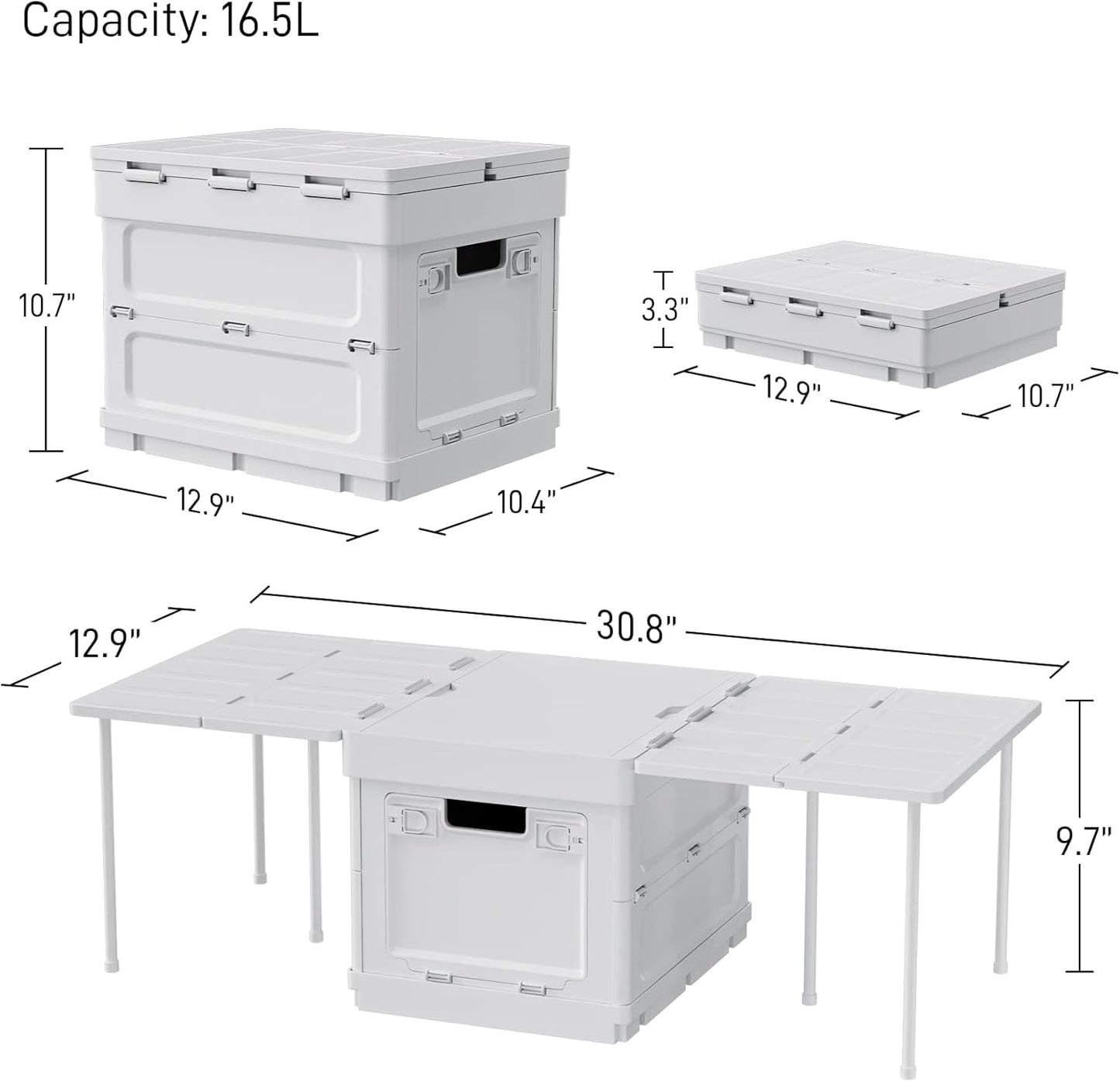 FoldAway Camping Storage Bin & Table with Safety Warning Sign