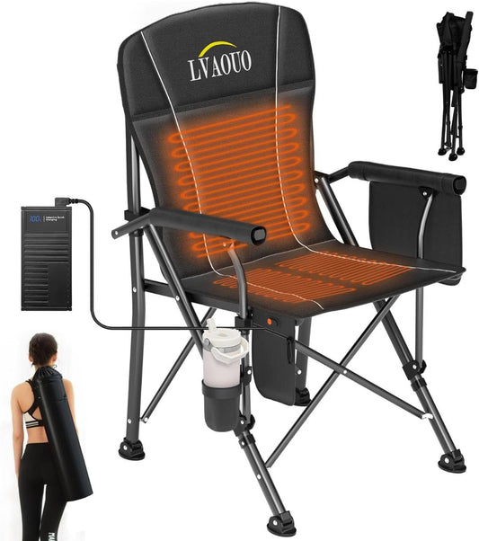 MaxHeat 3-Zone Heated Camping Chair - main image showing backpack