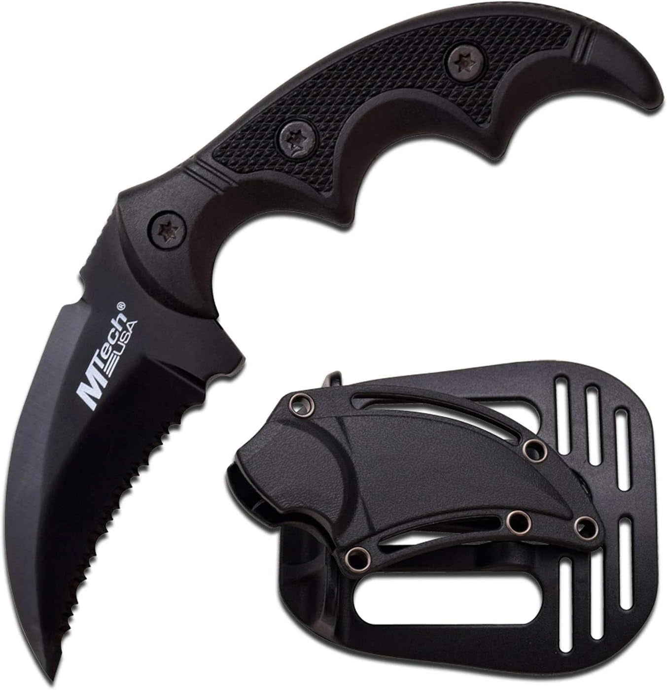 MTECH USA Tactical Fixed Blade Knife - Stainless Steel, G10 Handle, Holster