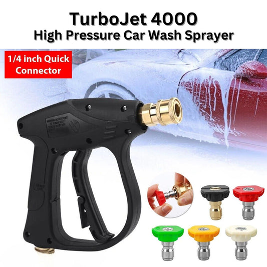 TurboJet 4000 - High Pressure Car Wash Foam Sprayer Gun Set with 5 Nozzles