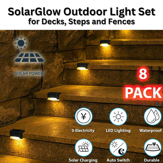 SolarGlow Outdoor Lights for Decks, Steps and Fences (8-Pack)