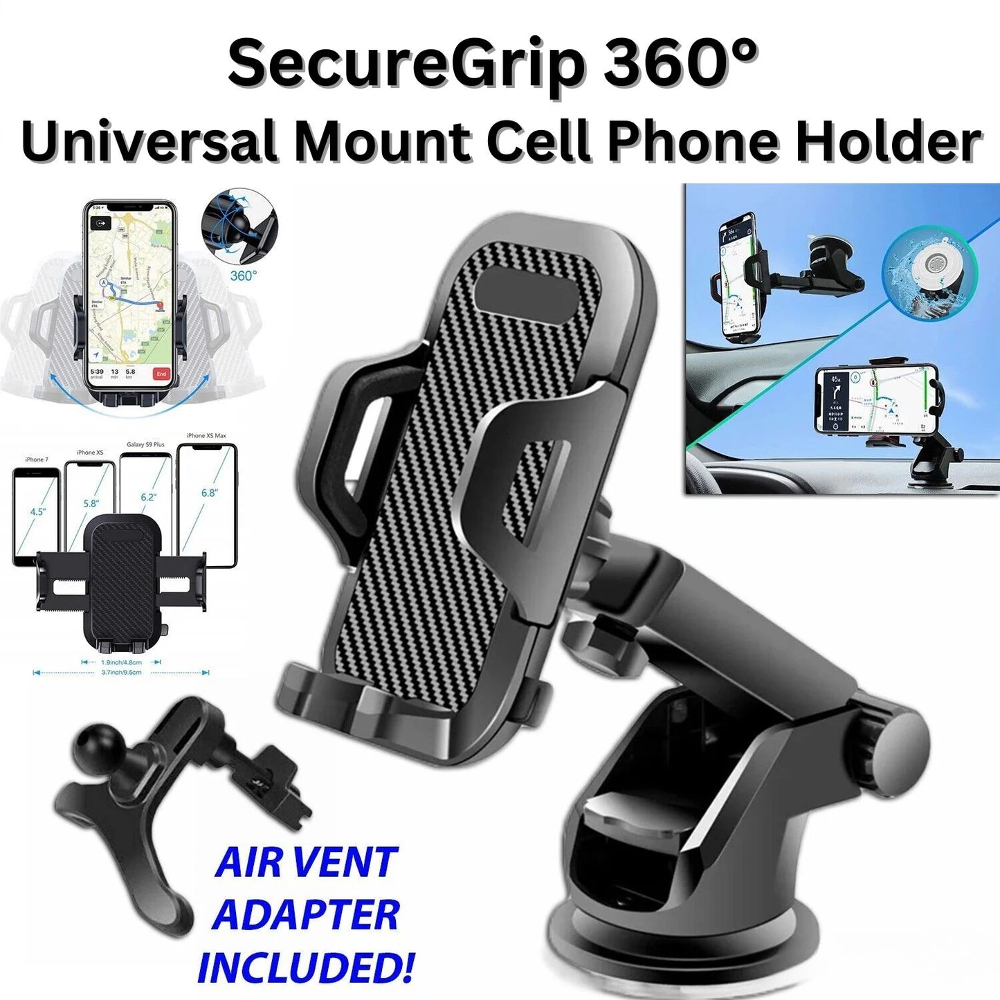 SecureGrip 360° Universal Mount Cell Phone Holder