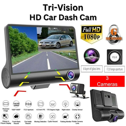 Tri-Vision HD Car Dash Cam