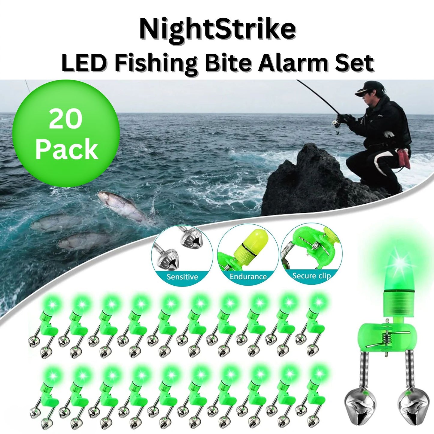 NightStrike LED Fishing Bite Alarm Set - Readi Gear