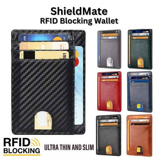 ShieldMate Mens Leather RFID Blocking Wallet