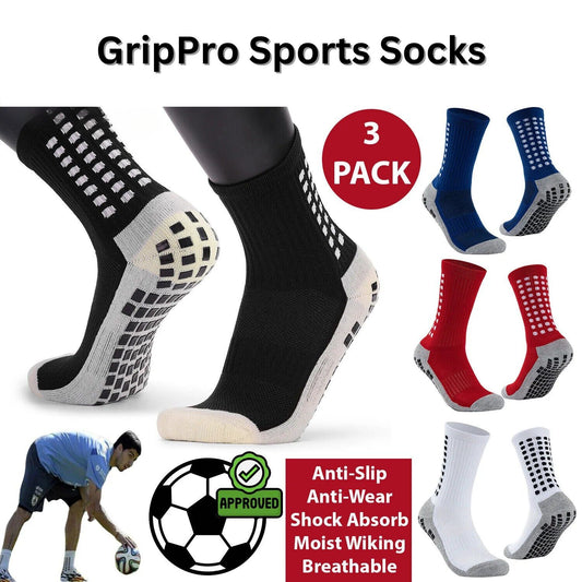 GripPro Sports Socks: Anti-Slip Performance for Soccer, Football, Basketball, Hiking (3 Pack) - Anti-Slip Performance Sports Socks Readi Gear