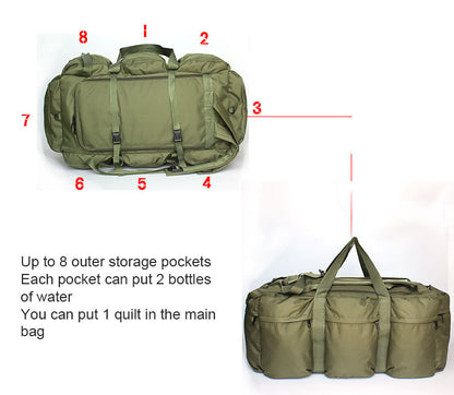 Extra Large 100L Heavy Duty Camping Backpack/Duffel - Military Grade, Waterproof with Multiple Pockets