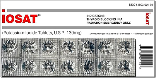 IOSAT Potassium Iodide Tablets 130mg - 14 Count: Nuclear Radiation Protection