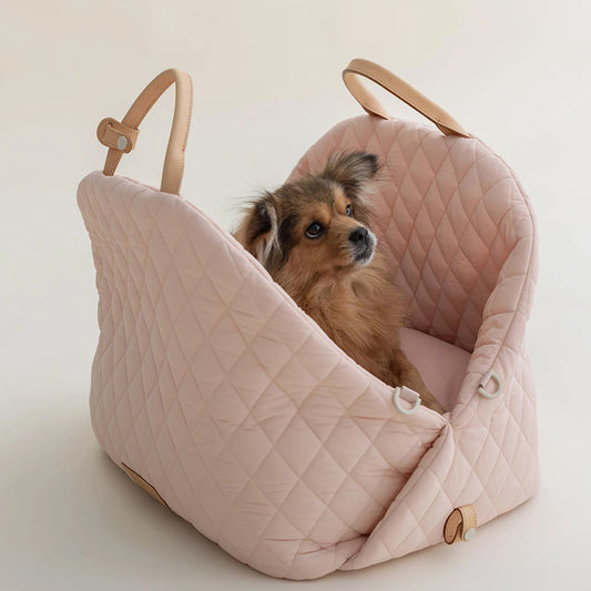 PlushPet Travel Tote - Portable & Waterproof Dog Carrier Pink with dog inside