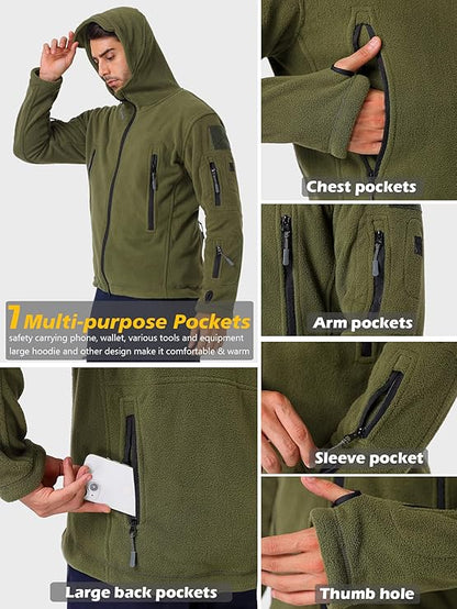 7-Pocket Tactical Fleece Hoodie Jacket