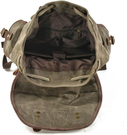 Vintage Waterproof Waxed Canvas Backpack – Travel & Laptop Rucksack