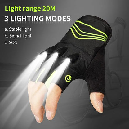 BrightTrail LED Gloves - USB Rechargeable for Cycling, Camping, Fishing