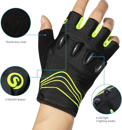 BrightTrail LED Gloves - USB Rechargeable for Cycling, Camping, Fishing