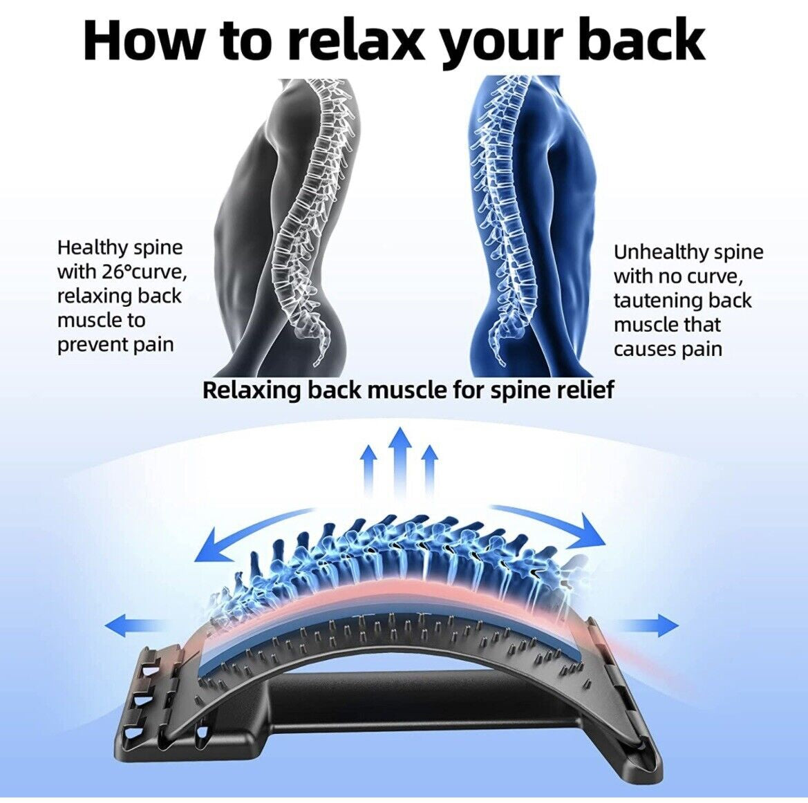 Back Stretcher for Lower Back Pain Relief, Back Cracking Device, Multi-Level