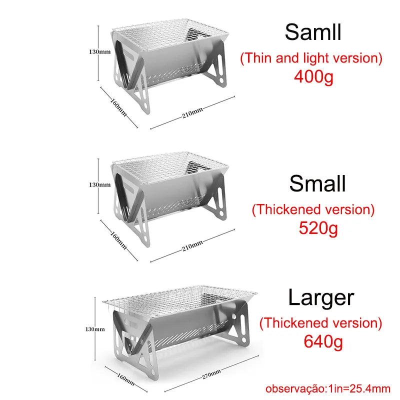 TrekGrill Folding Stainless Steel BBQ Grill - Lightweight Camping Grill Rack - Folding camping grill Readi Gear