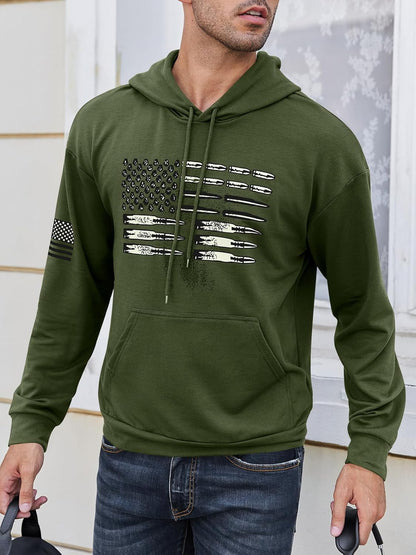 American Pride Bullet Flag Hoodie - Men's Vintage Pullover Sweatshirt