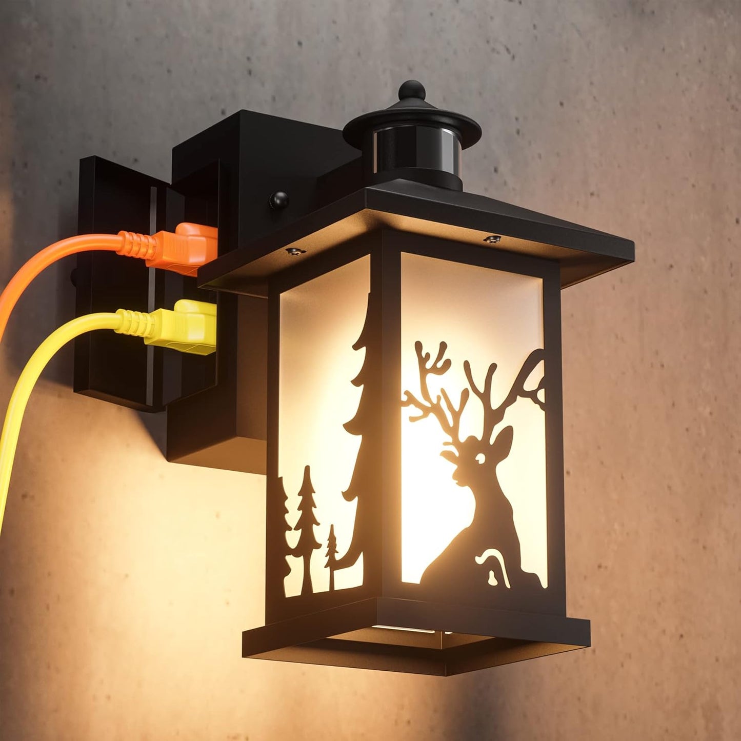 WildLodge Outdoor Porch Light - Deer Design, Motion Sensor, Dusk to Dawn