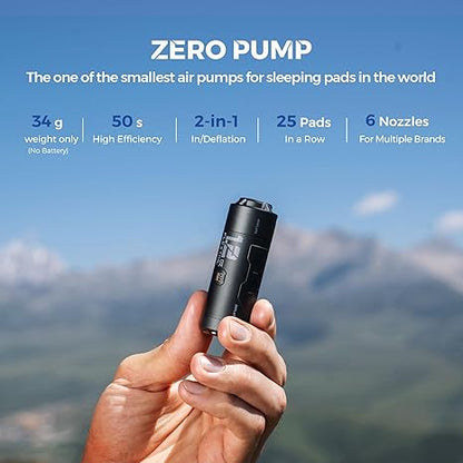 ZERO PUMP Ultra Mini Rechargeable Air Pump with 6 Nozzles for Camping