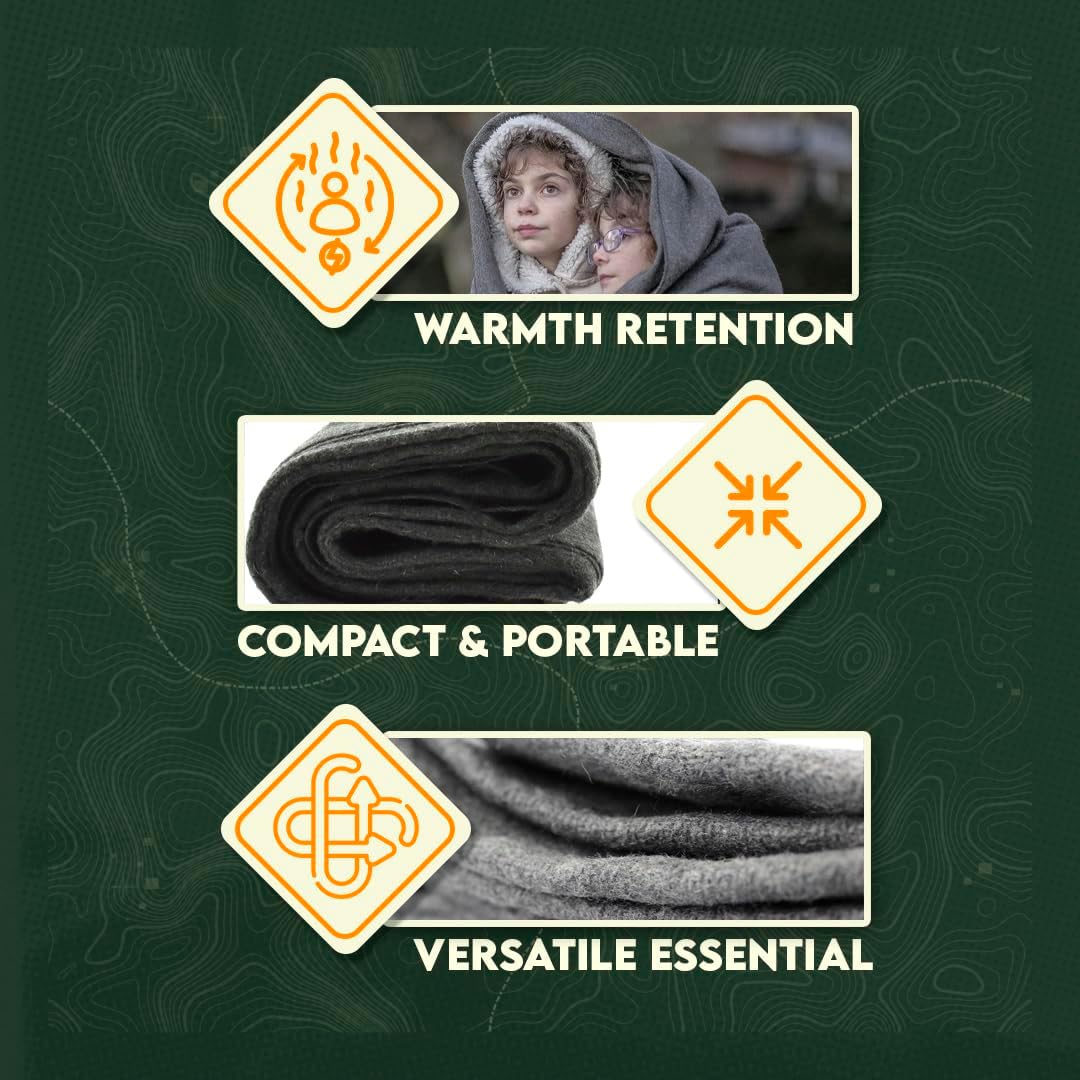 SurvivalShield Wool Blanket - Durable All-Weather Survival Essential